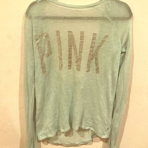 VS PINK Mint Green Sky Blue Long-Sleeve Top